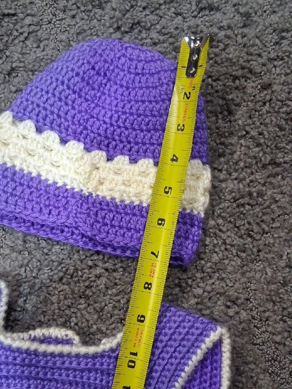 Handmade Kids Crochet Matching Set in Purple and Yellow